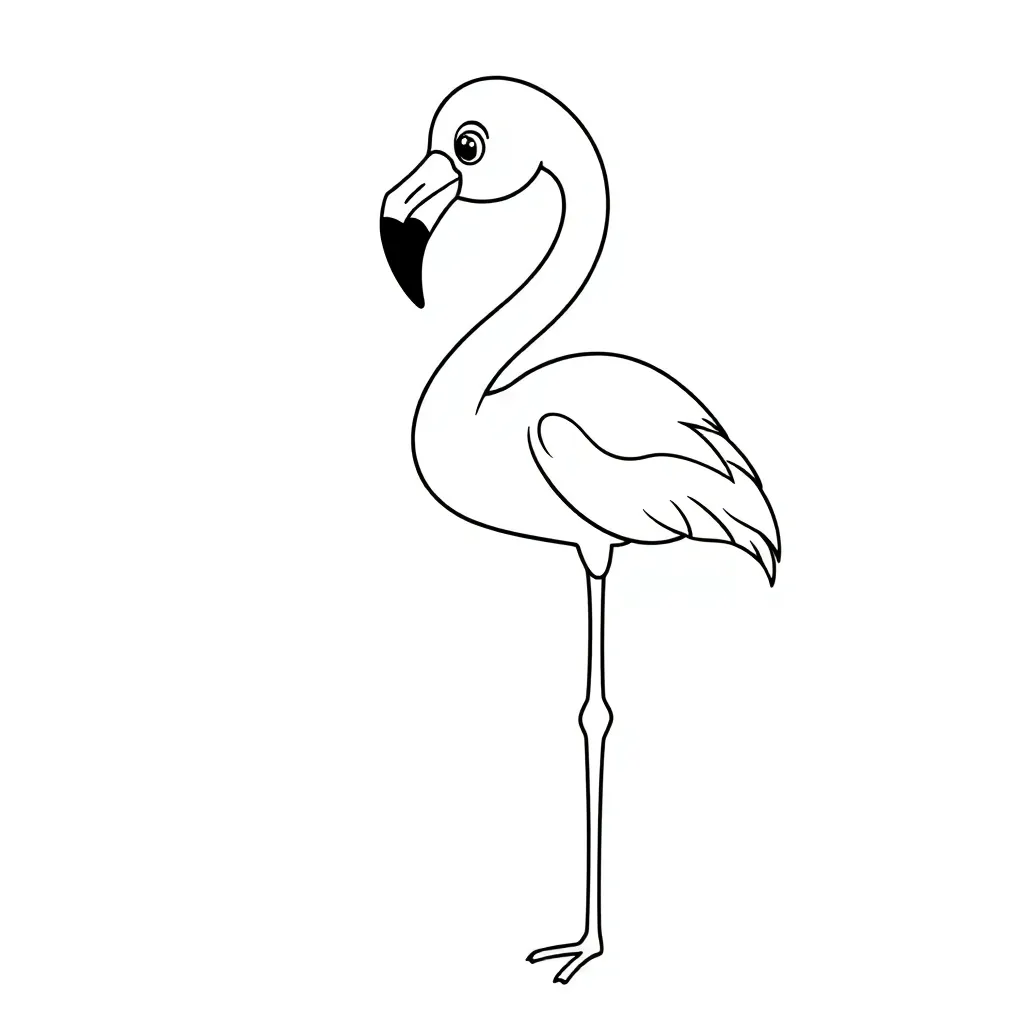 Flamingo Roze Vogel Tropisch Elegant coloring page for children
