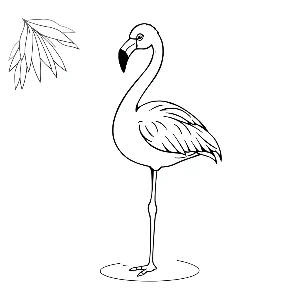 Flamingo Roze Tropisch Vogel Natuur coloring page for children