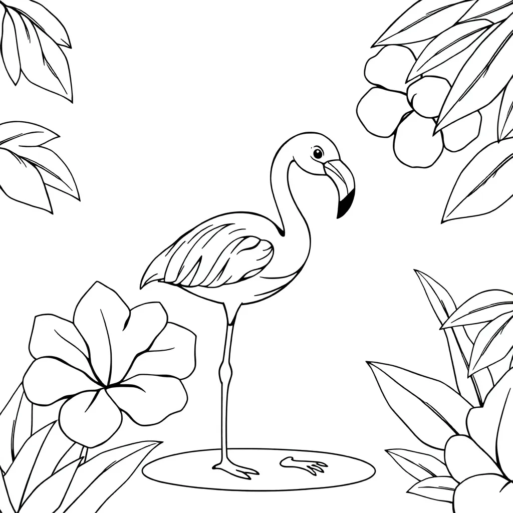 Flamingo Roze Tropisch Vogel Natuur coloring page for children