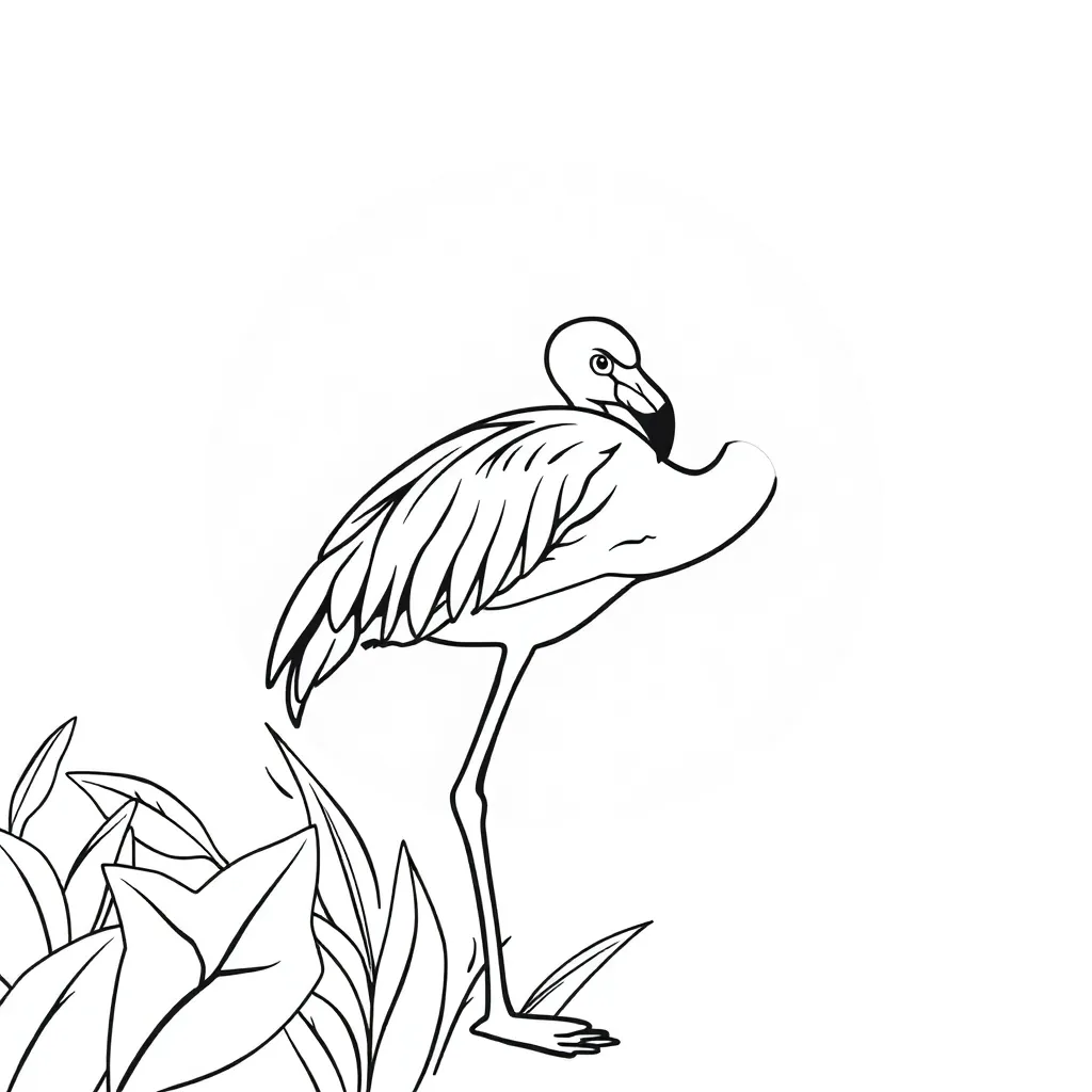 Flamingo Roze Tropisch Elegant Natuur coloring page for children