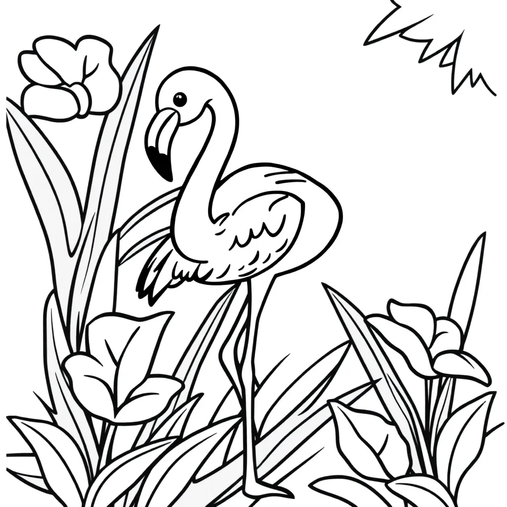 Flamingo Roze Tropisch Elegant Natuur coloring page for children