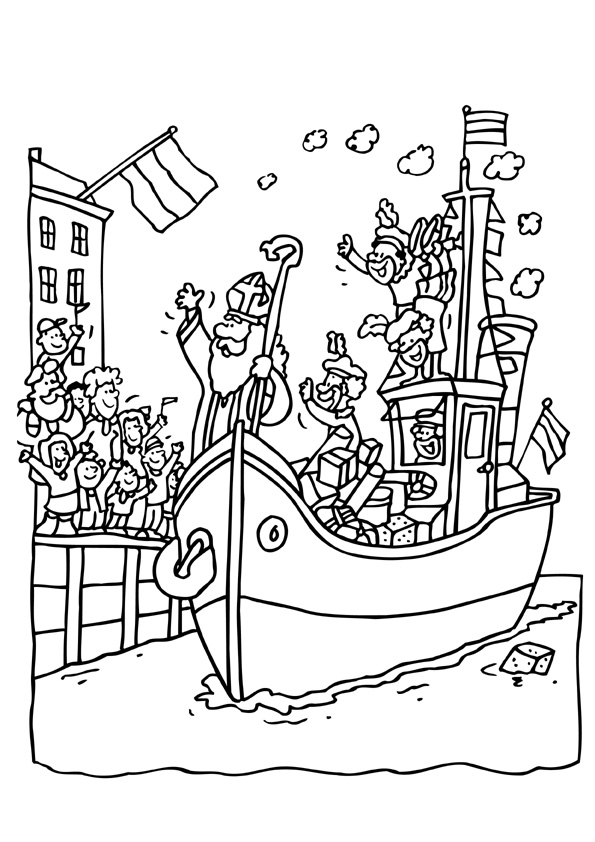 Hoera Sinterklaas coloring page for children
