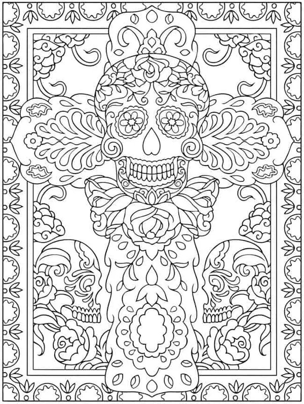 Adults Skull coloring page for children