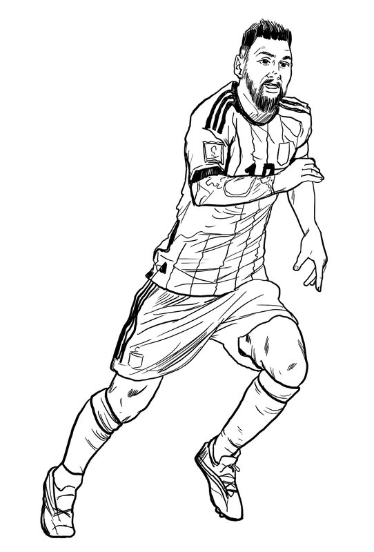 Lionel Messi Running coloring page for children