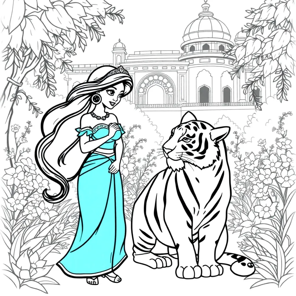 Prinses Jasmine Disney Arabisch Aladdin coloring page for children