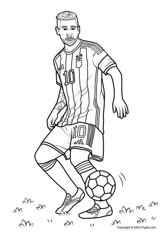 Lionel Messi Handling The Ball coloring page for children