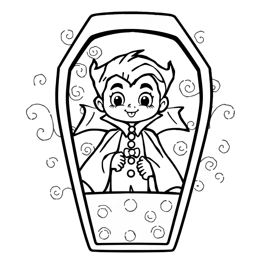 Halloween Vampier Doodskist Grappig Kostuum Spookachtig coloring page for children