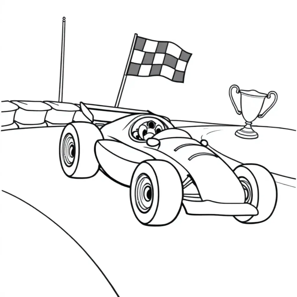 Raceauto kleurplaat op nummer kleurplaat voor kinderen