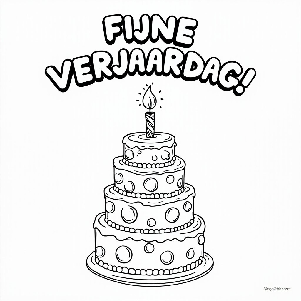 Feestelijke Taart coloring page for children