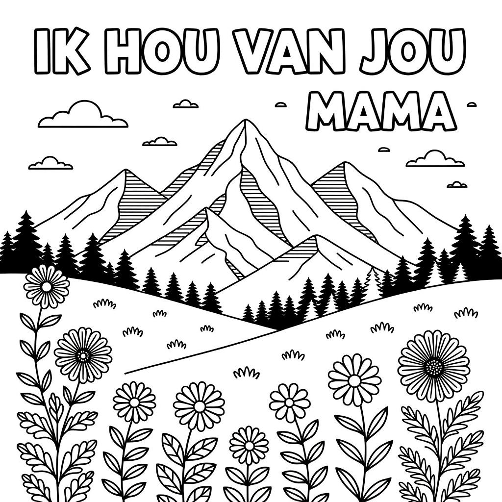 Bergen Met Bloemen coloring page for children
