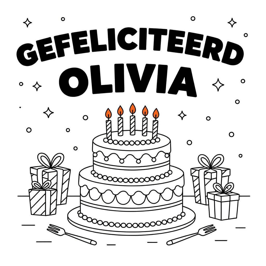 Verjaardagstaart coloring page for children