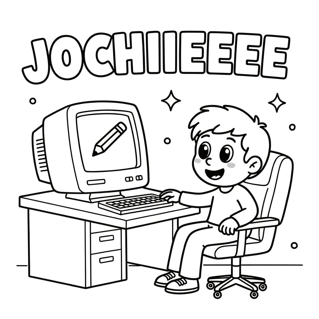 Computer Met Op Het Scherm De Tekst coloring page for children