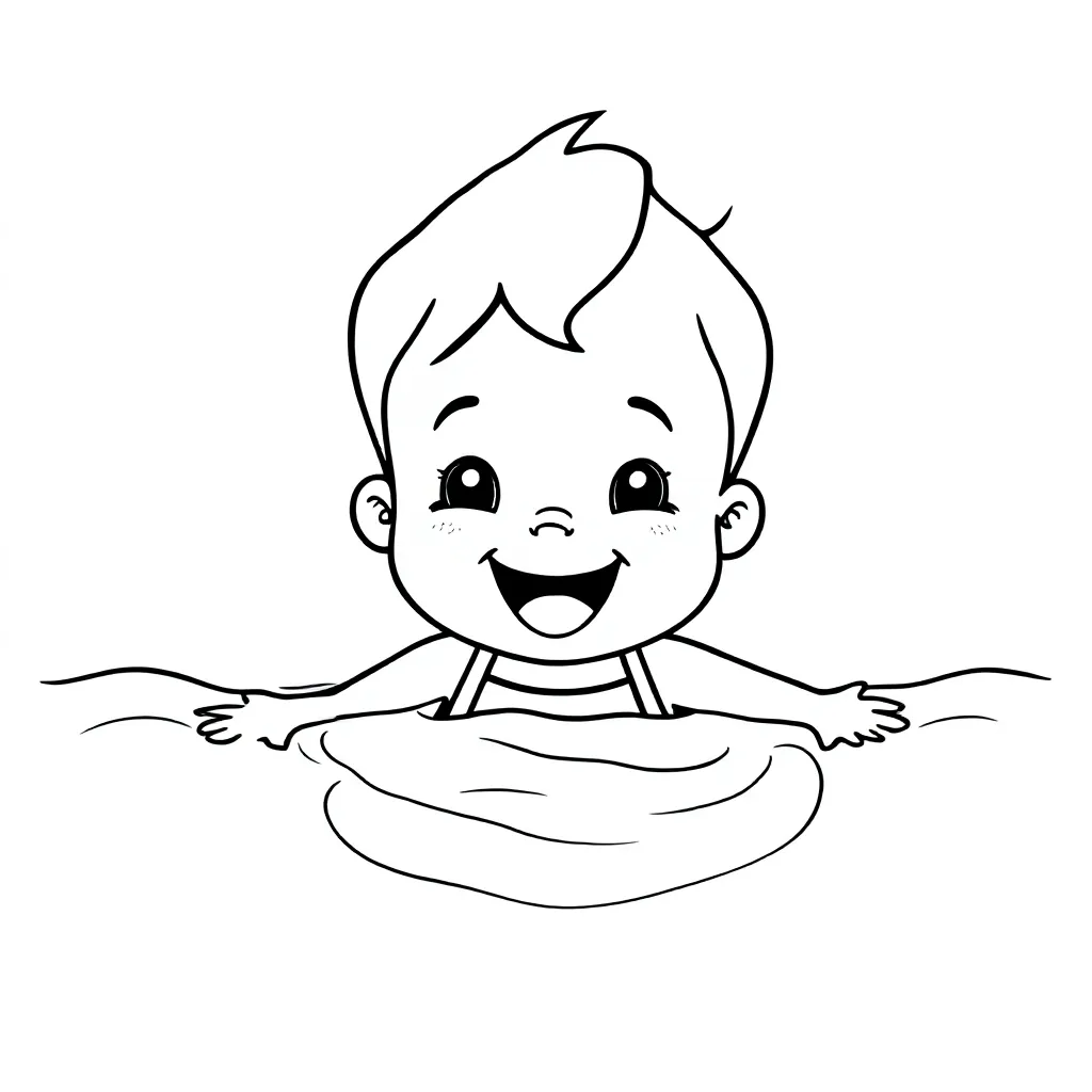 kleuter gaat zwemmen coloring page for children