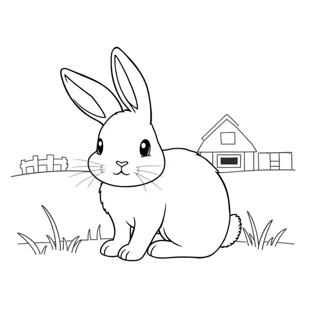 Konijn Natuur Schattig Boerderij Zacht coloring page for children