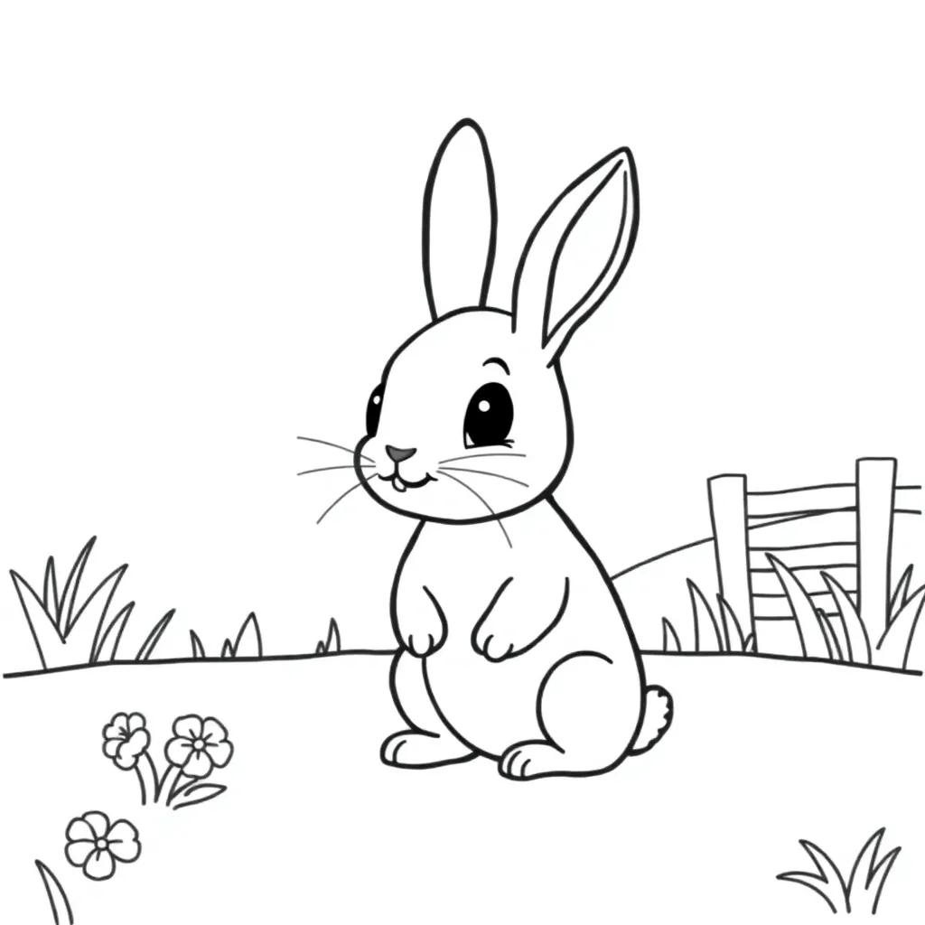 Konijn Natuur Schattig Zacht Boerderij coloring page for children