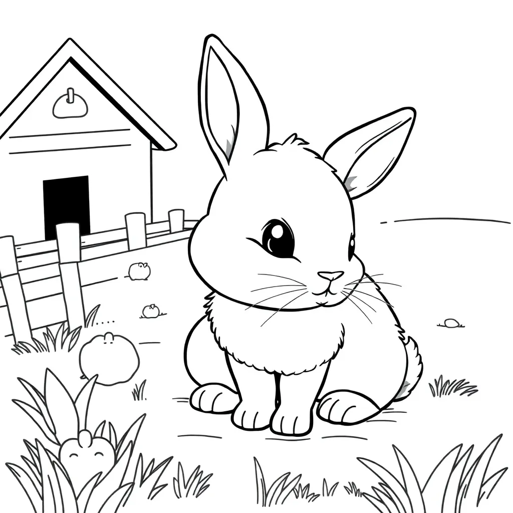 Konijn Natuur Schattig Zacht Boerderij coloring page for children