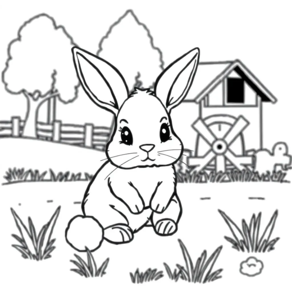 Konijn Natuur Schattig Zacht Boerderij coloring page for children