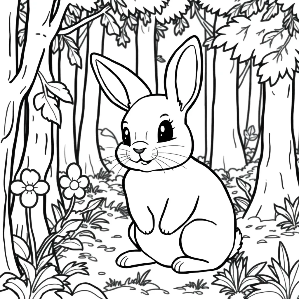 Konijn Natuur Schattig Zacht Boerderij coloring page for children
