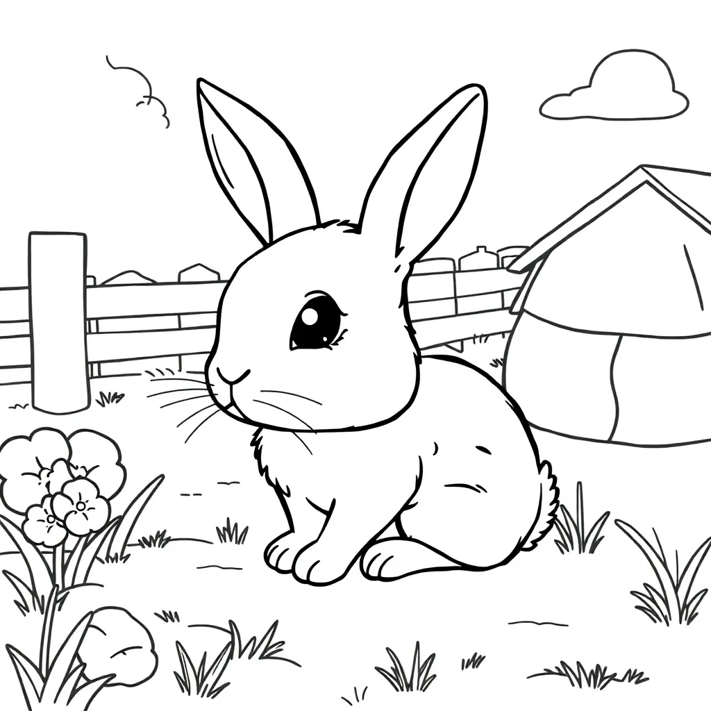 Konijn Natuur Schattig Zacht Boerderij coloring page for children