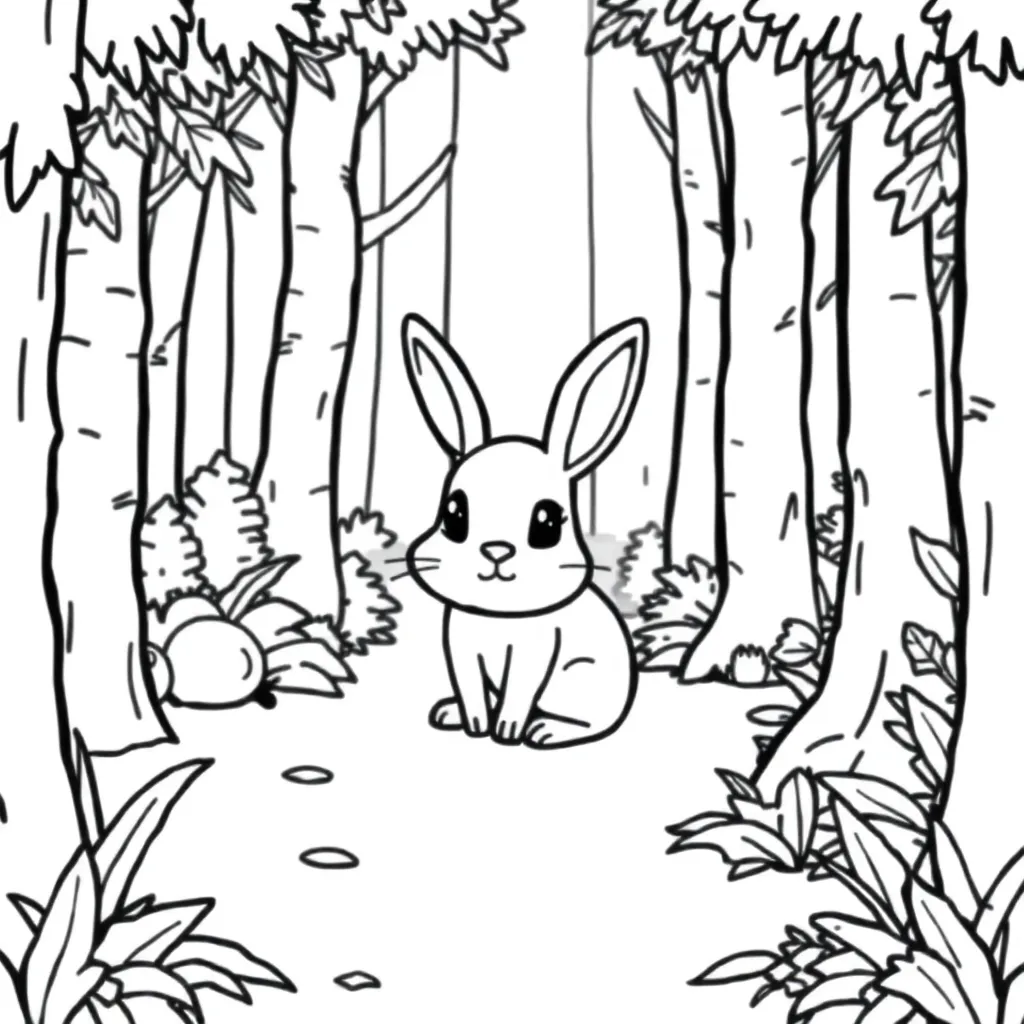 Konijn Natuur Schattig Zacht Boerderij coloring page for children