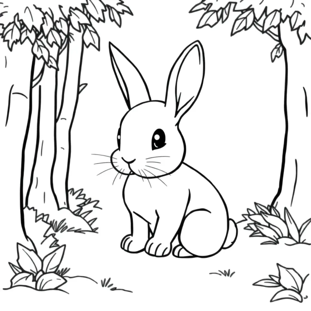 Konijn Natuur Schattig Zacht Boerderij coloring page for children