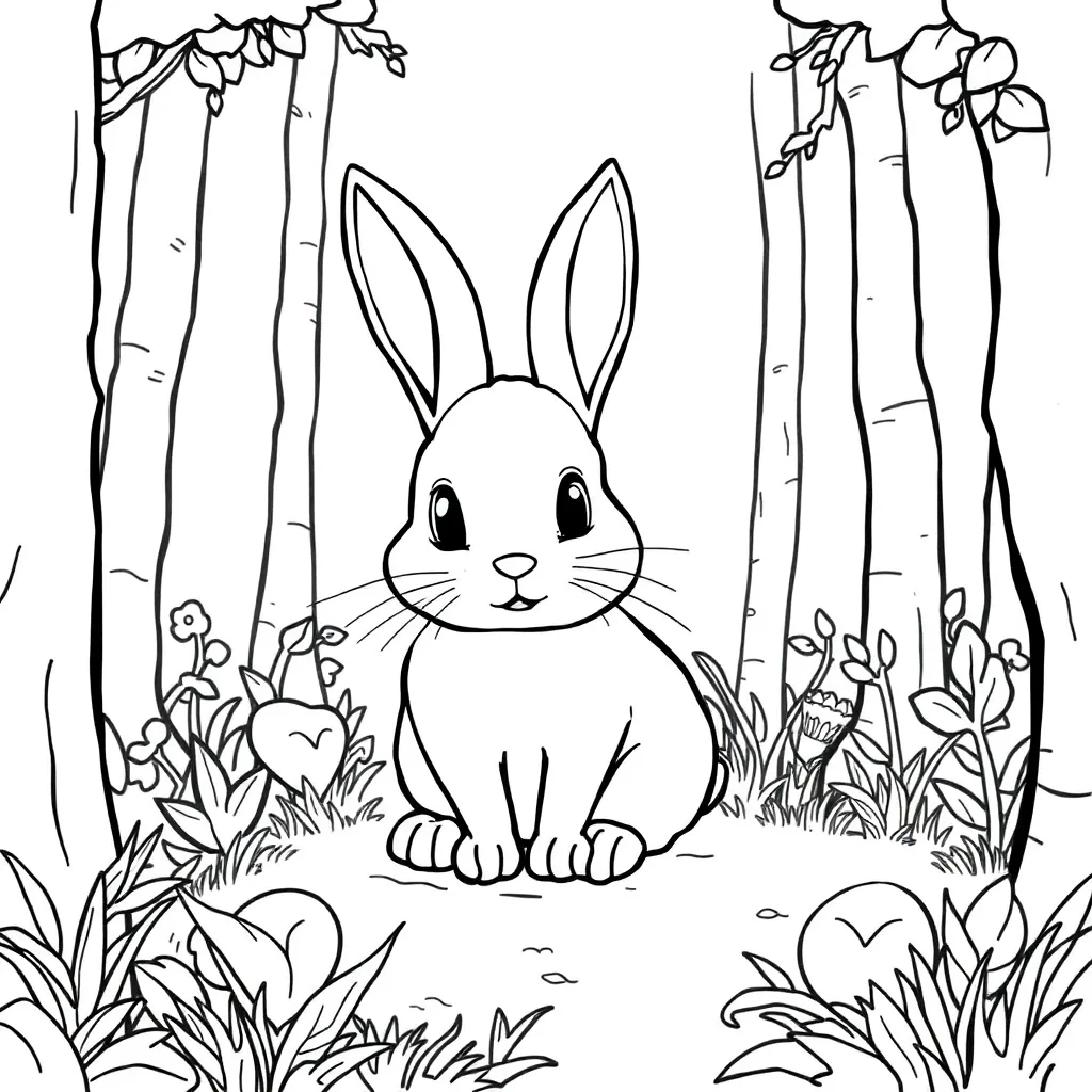 Konijn Natuur Schattig Zacht Boerderij coloring page for children