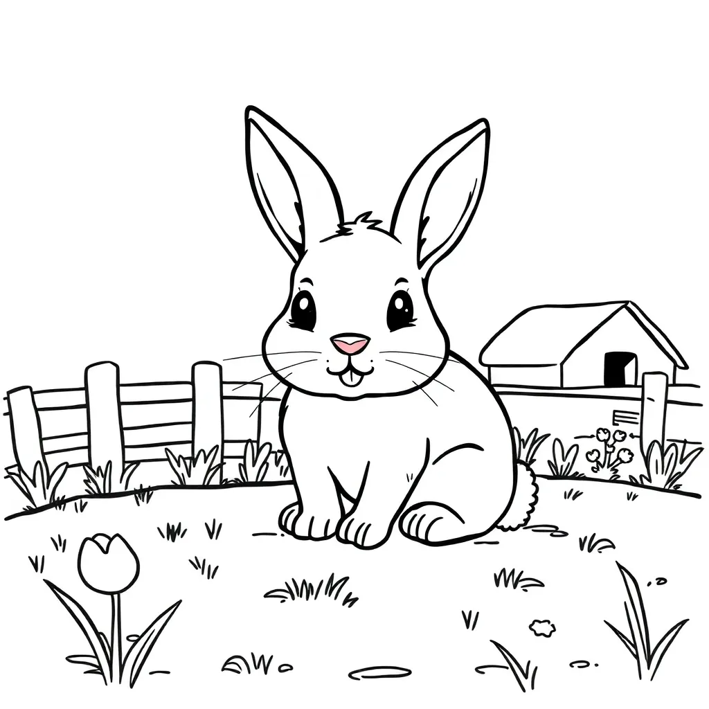 Konijn Natuur Zacht Schattig Dieren coloring page for children
