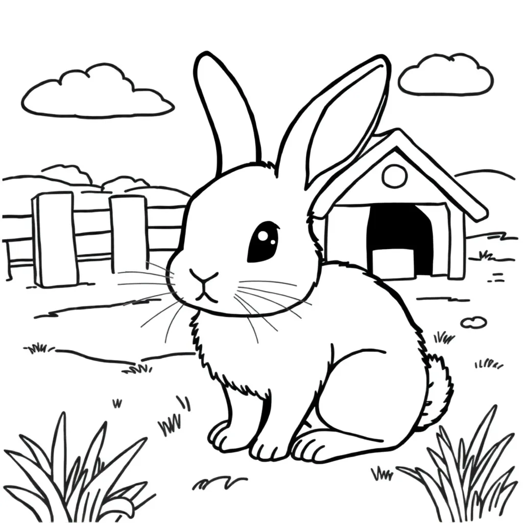 Konijn Schattig Natuur Boerderij Zacht coloring page for children