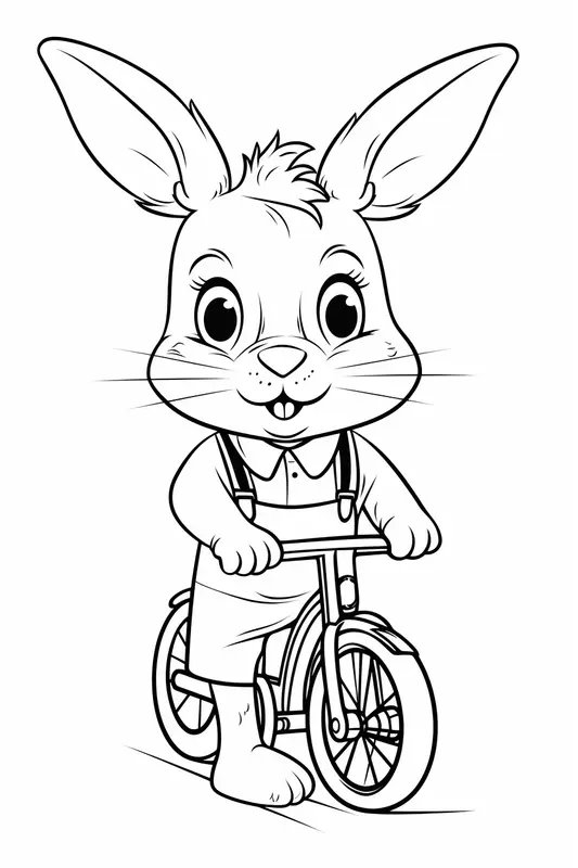 Konijntje op de Fiets coloring page for children