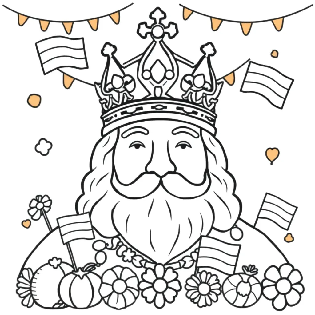 Koningsdag Oranje Vlag Nederland Feest coloring page for children