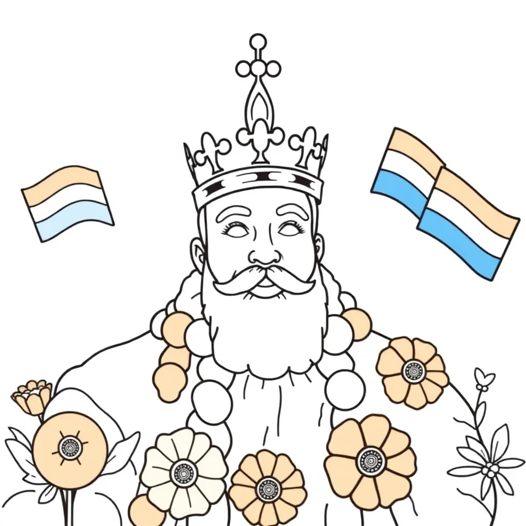 Koningsdag Oranje Vlag Nederland Feest coloring page for children