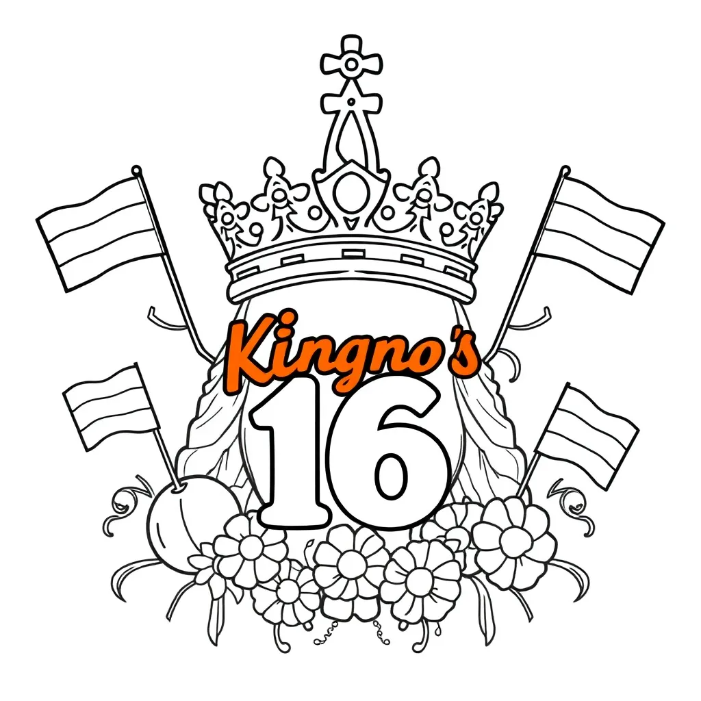 Koningsdag Oranje Vlag Nederland Feest coloring page for children