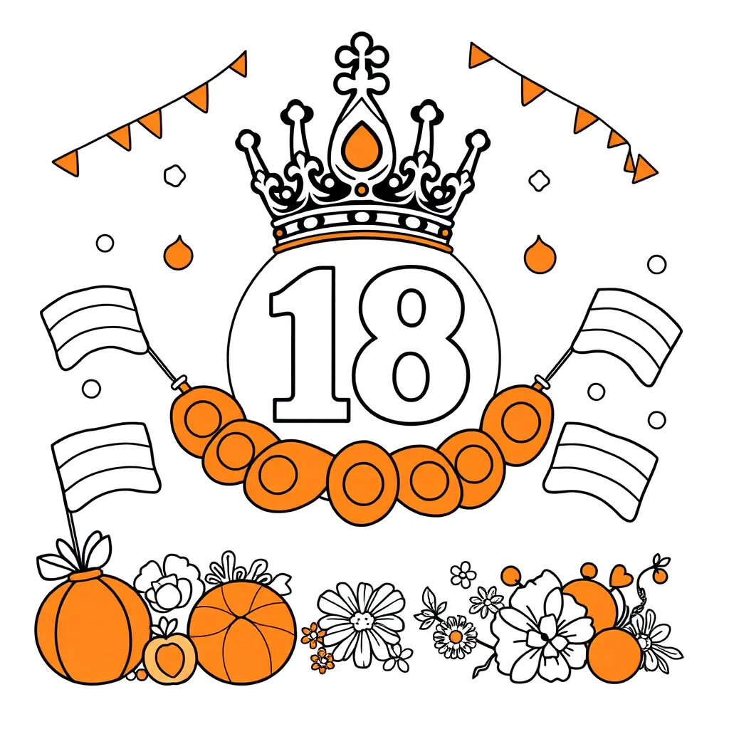 Koningsdag Oranje Vlag Nederland Feest coloring page for children