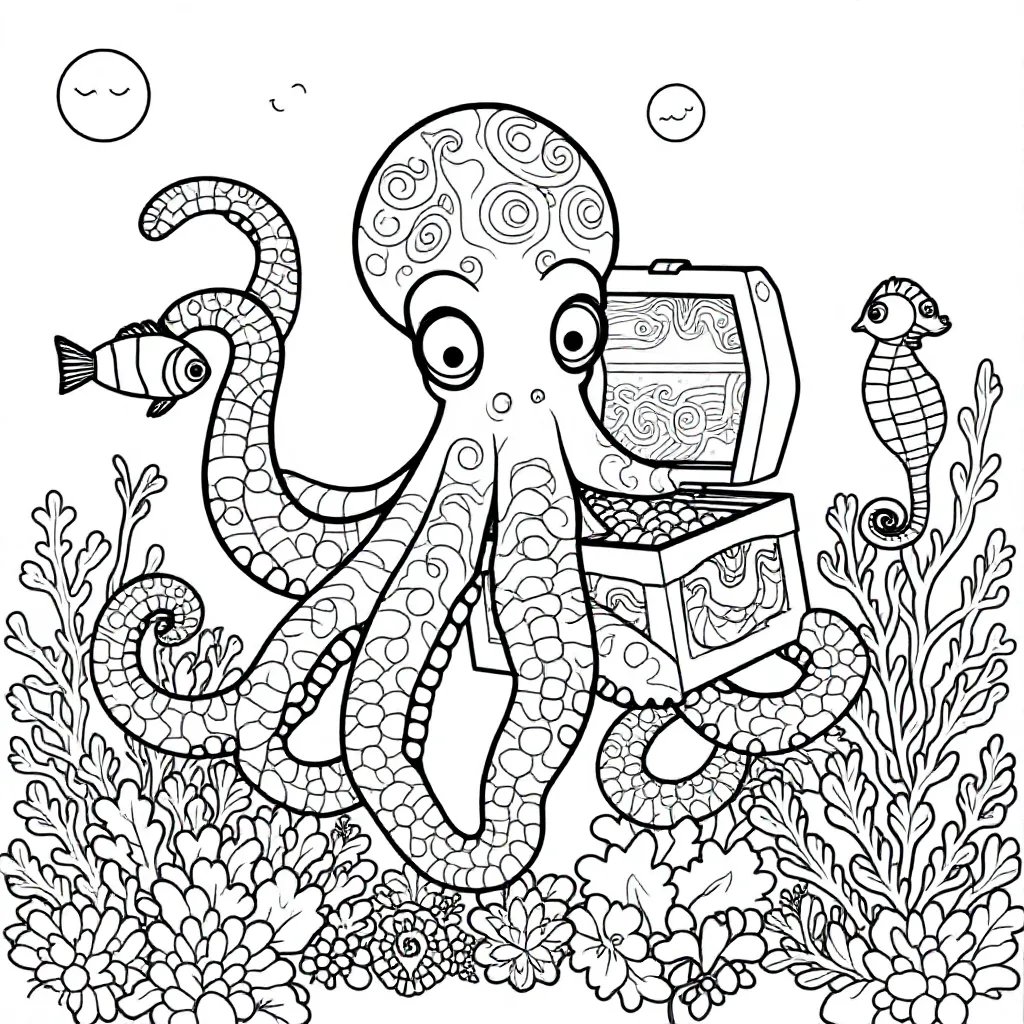 Free Octopus Coloring Page for Kids