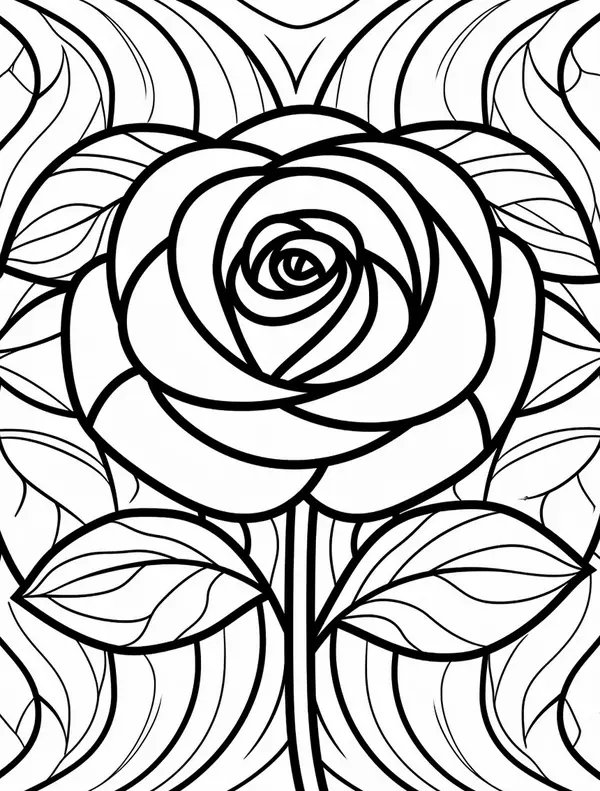 Künstlerische Rose coloring page for children