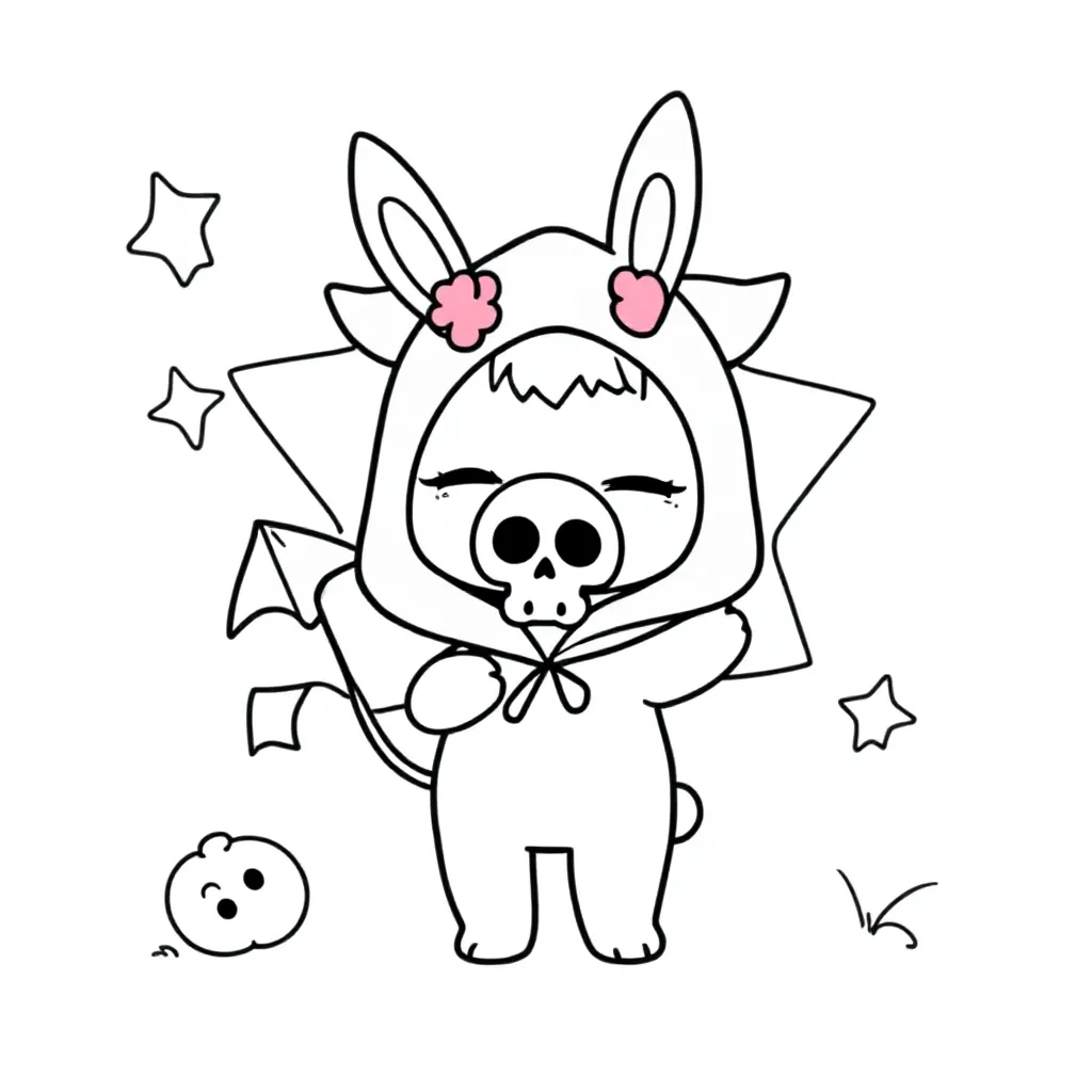 Kuromi coloring page for children