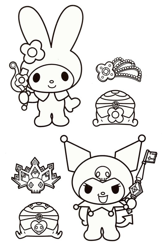 Kuromi My Melody Con Teclas coloring page for children