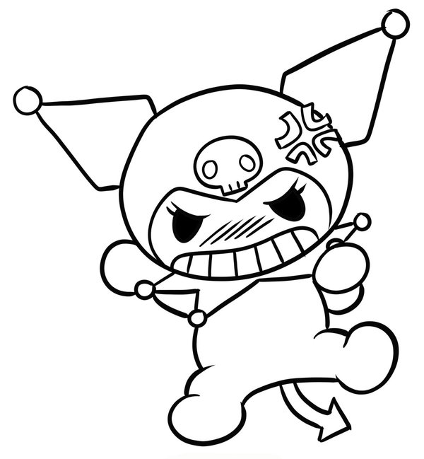 Kuromi parece enfadada coloring page for children