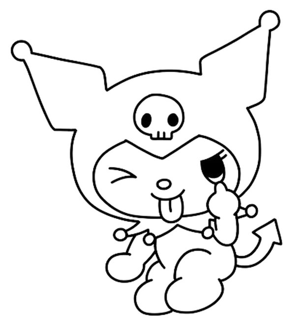 Kuromi saca la lengua coloring page for children