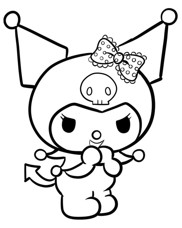 Kuromi se muestra traviesa coloring page for children