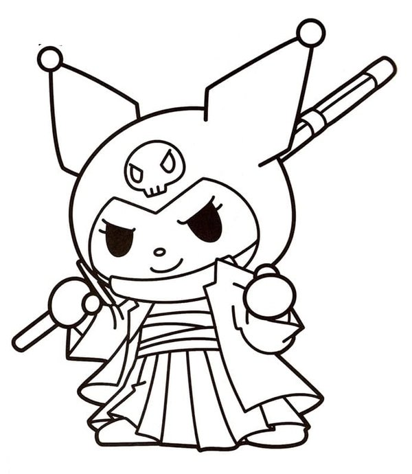 Kuromi Stick coloring page for children