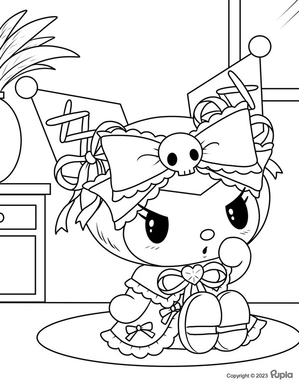 Kuromi Zit Thuis coloring page for children