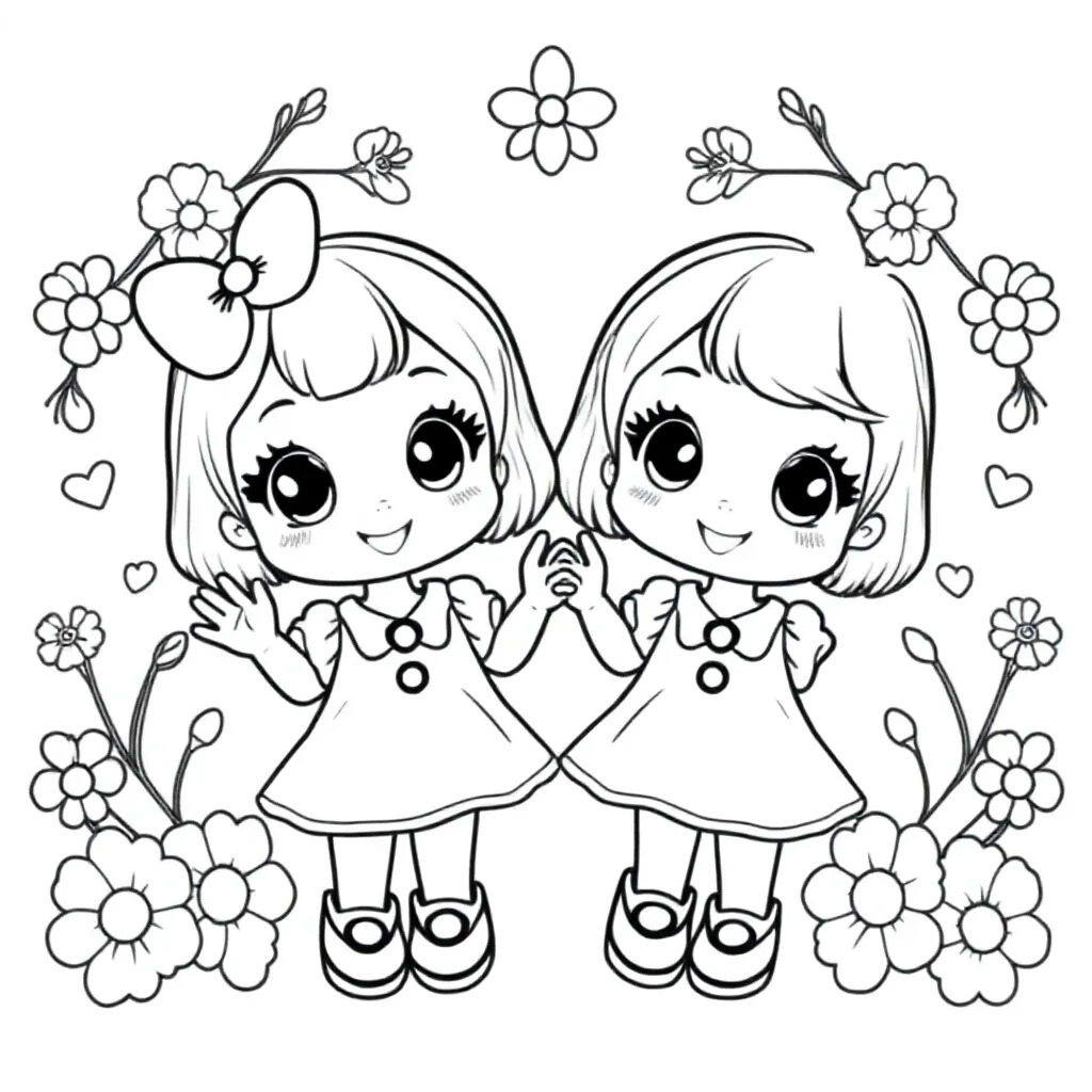 Kwaii Meiden Pop coloring page for children