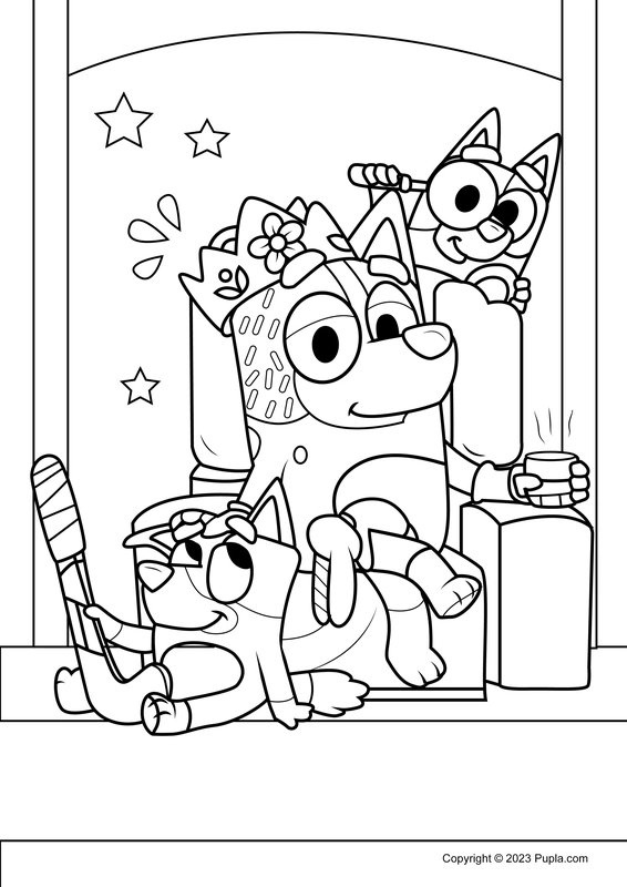 La Famille Bluey A La Maison coloring page for children