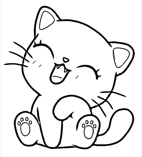Lachende Zittende Kitten coloring page for children