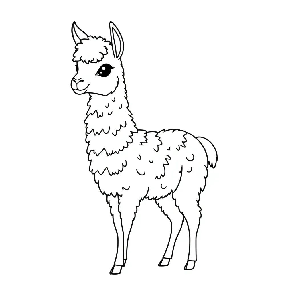 Lama Cartoon Vrolijk Dieren Grappig coloring page for children