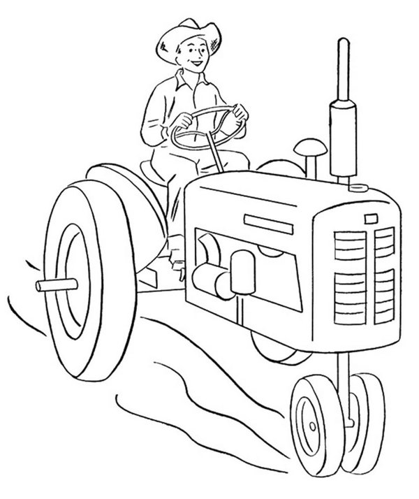Landwirt Auf Traktor coloring page for children
