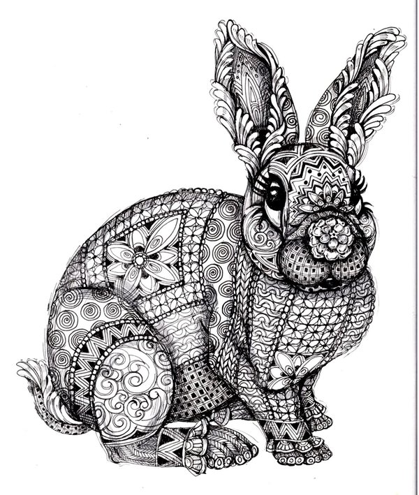 Lapin Zentangle coloring page for children