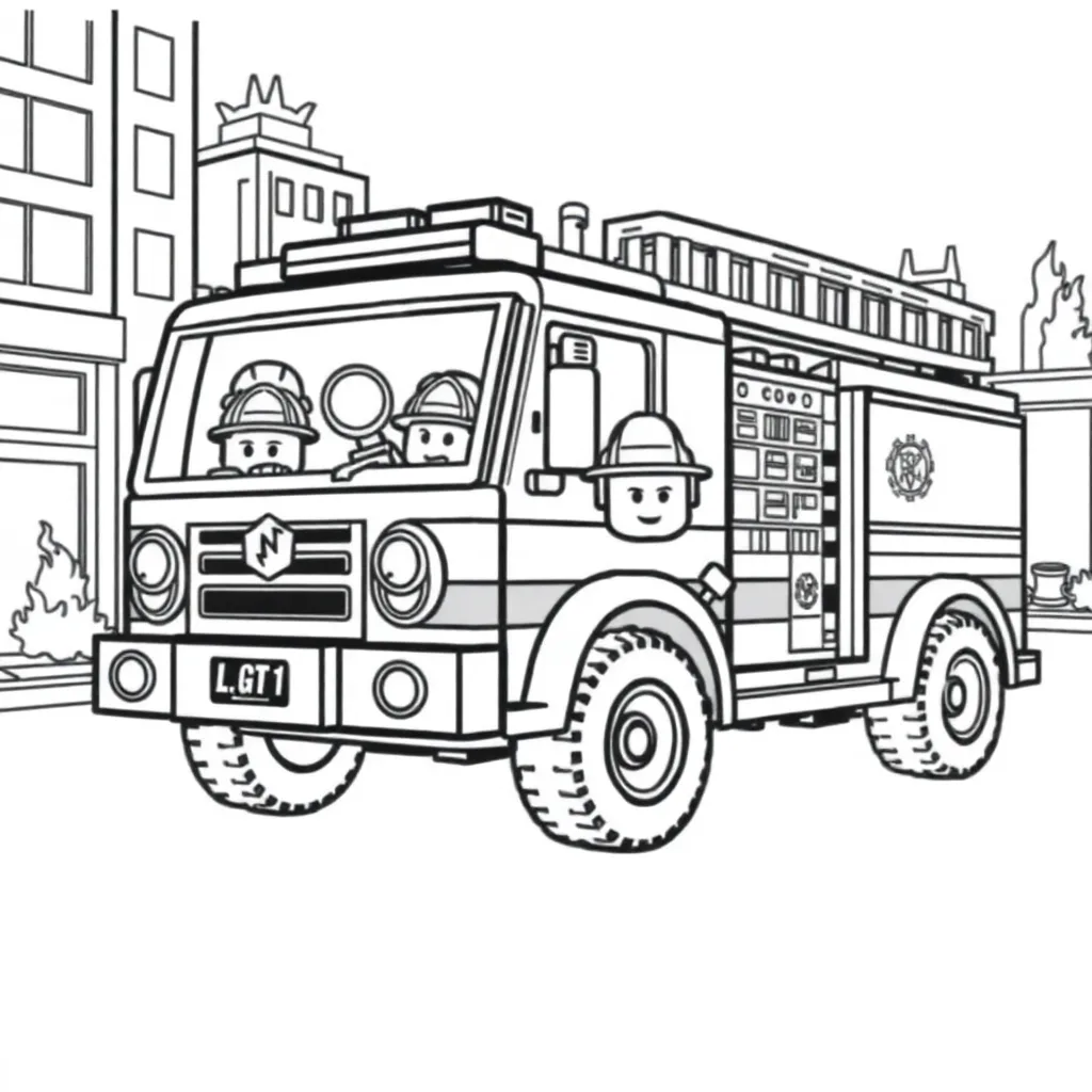 Lego Brandweer Stad Voertuig Actie coloring page for children