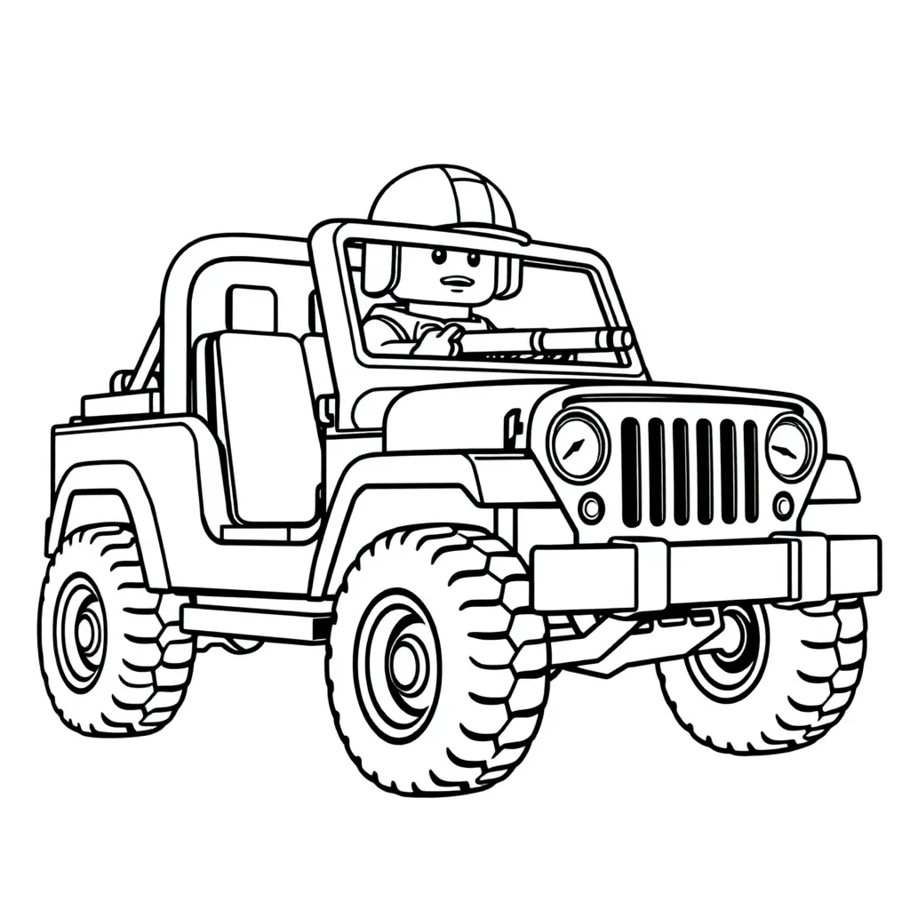 Lego City Jeep Soldaat Militair coloring page for children